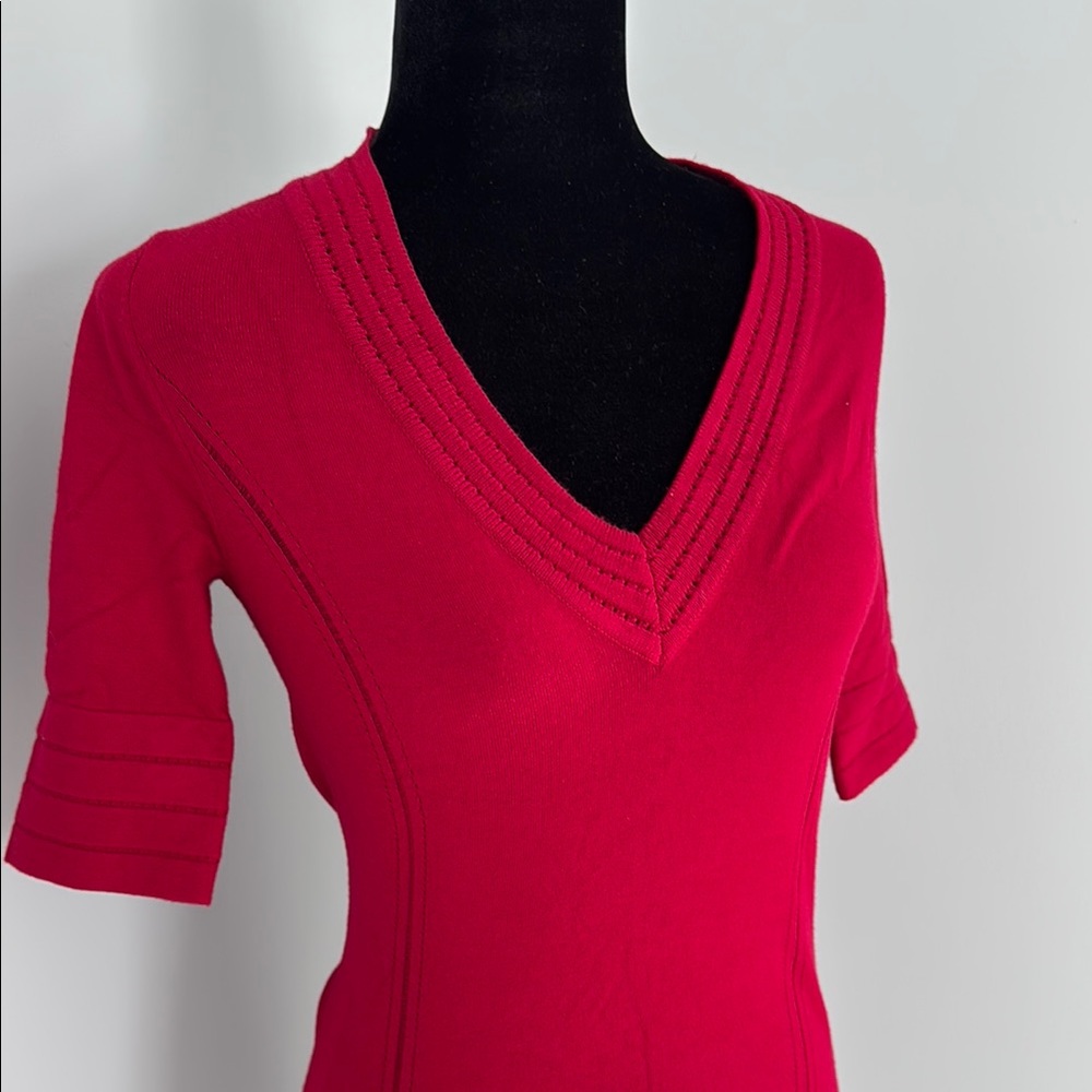 Boston Proper Vibrant Red V-Neck Knit dress. Size XS.